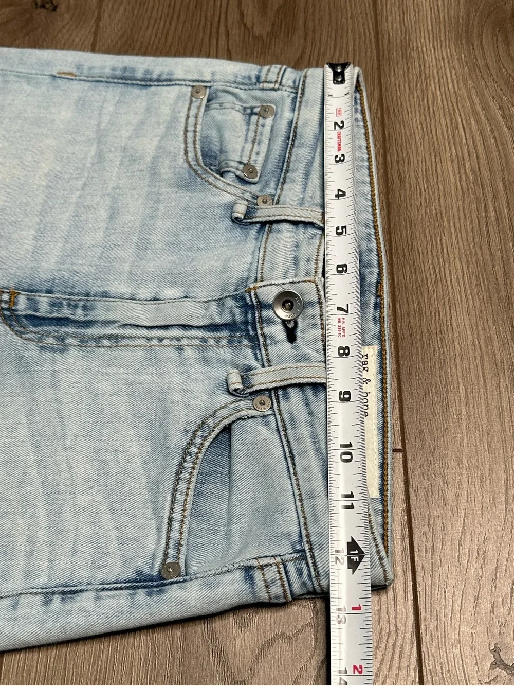 Rag & Bone Nina High Rise Ankle Flare Stretch Frayed Blue Jeans Size 24